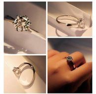 Size 5-12 Engagement Ring Claw Band White Sapphire 10K White Gold Filled Women's (7)