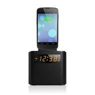 Philips AJ3200 Black Universal Charging Clock Radio including micro USB and iPhone lightning cable N5