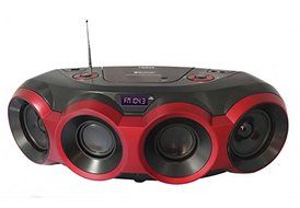 NAXA Electronics NPB-266 MP3/CD Boombox with Bluetooth (Red &amp; Black)