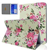 Seedan Folio Stand Case for Samsung Galaxy Tab 4 10.1 (10.1 inch, SM-T530 / T531 / T535) Flower Peony Flip Leather... N2