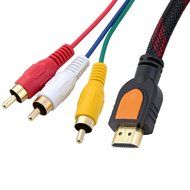 Fivetech HDMI Male to 3RCA Male Extension Cable Bi-directional: Converts to HDTV DVD Composite S-video RCA Plugs N5