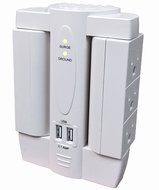 6 AC Outlet Power Surge Protector with 2 Ports USB Wall Charger 2.1Amp - White