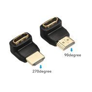 DIZA100 4-Pack HDMI Right Angle Connectors,2-Pack 90 Degree and 2-Pack 270 Degree HDMI Male to Female Adapters N7