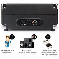 1byone Belt-Drive 3-Speed Portable Stereo Turntable with Built in Speakers, Supports RCA Output / Headphone Jack... N12