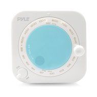Pyle PSR7 Splash-Proof Water Resistant Mini Digital AM/FM Radio with Rotary Control and Hanging Strap, Analog N4
