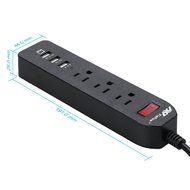 FlePow 1250W/10A 3-Outlet Power Strip with 3 USB Charging Ports N11