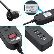 FlePow 1250W/10A 3-Outlet Power Strip with 3 USB Charging Ports N13