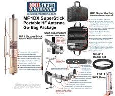 Super Antenna MP1DX HF Portable All Band MP1 Antenna SuperStick with Clamp Mount and Go Bag ham radio amateur N3