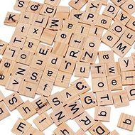 MuLuo 100pcs Sewing Wooden Buttons Craft Square 26 Alphabet Printing Buttons