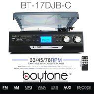 Boytone BT-17DJB-C 3-Speed Stereo Turntable with 2 Built in Speakers Digital LCD Display AM/FM Radio + Supports... N5