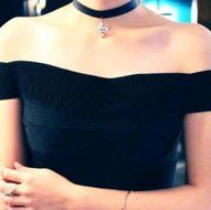 Gothic Leather Crystal Choker Charm Pendant Necklace Women Vintage Black Jewelry N10