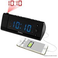 Electrohome USB Charging Alarm Clock Radio with Time Projection, Battery Backup, Auto Time Set, Dual Alarm, 1.2... N3