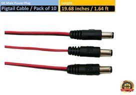 VIEWISE CCTV Security Camera DC Male Power Plug Pigtail Cable, Pack of 10 (Black/Red) N10