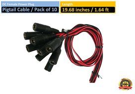 VIEWISE CCTV Security Camera DC Male Power Plug Pigtail Cable, Pack of 10 (Black/Red) N11