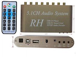 RioRand&reg; 5.1CH Digital Audio System for USB digital sound/USB media player / S/PDIF audio decoder (GOLD)