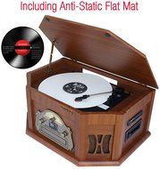 7-in-1 Boytone BT-15TBSM Classic Turntable Stereo System, Vinyl Record Player, AM/FM, CD, Cassette, USB, SD slot... N5