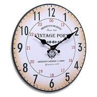 Round Wall Clock Wood Vintage Shabby Chic Antique Style For Home Office Decor N3