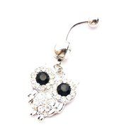 Dedegui 14g Silver Owl Belly Button Navel Ring Body Piercing Jewelry