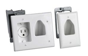 Datacomm 50-3321-WH-KIT Flat Panel TV Cable Organizer Remodeling Kit with Power Outlet - White N4