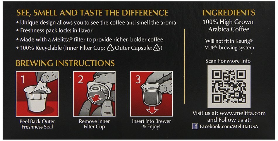 Melitta Single Cup Coffee for K-Cup Brewers, Cafe de Europa Vienna Roast, Dark Roast, 5.08 oz - 12 Count N12