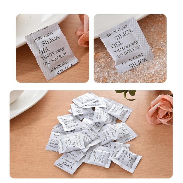 DZT1968 100 Packs 1g Non-Toxic Silica Gel Desiccant Moisture Absorber Dehumidifier