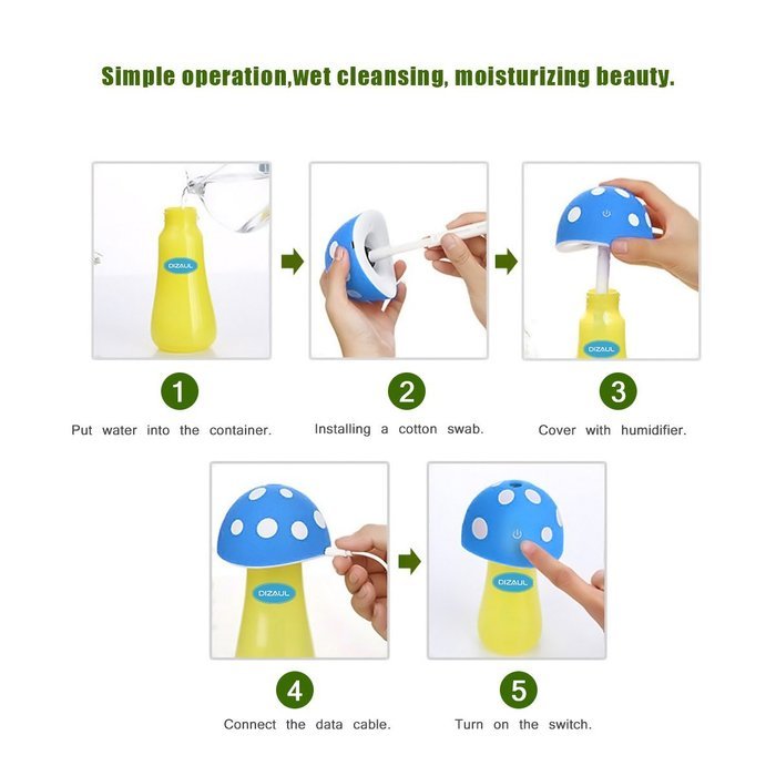 Ultrasonic Cool Mist Humidifier,Dizaul Mushroom Humidifier 200ml for skin moisturing,stealth mask with No Noise... N17