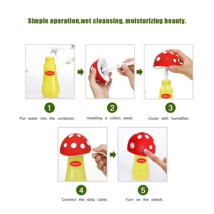 Ultrasonic Cool Mist Humidifier,Dizaul Mushroom Humidifier 200ml for skin moisturing,stealth mask with No Noise... N19