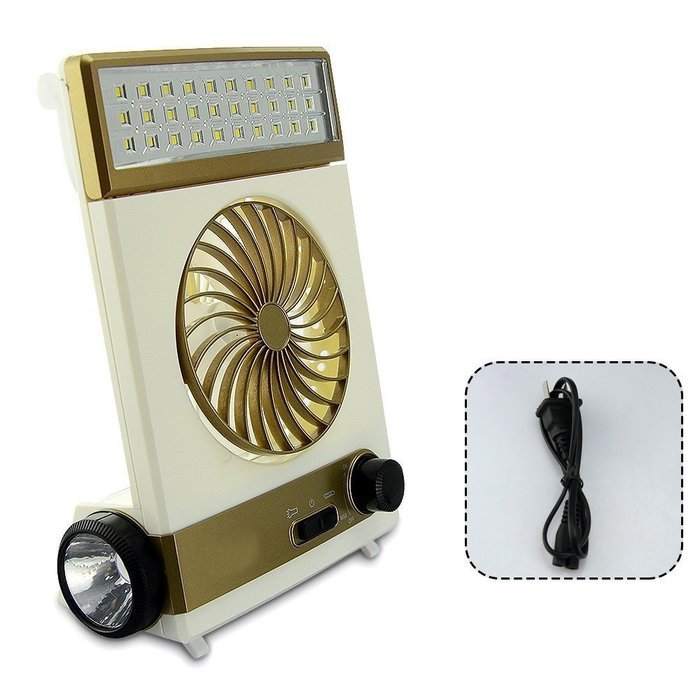 BicycleStore 3 in 1 Multi-function Portable Mini Fan LED Table Lamp Flashlight Solar Light for Home Camping