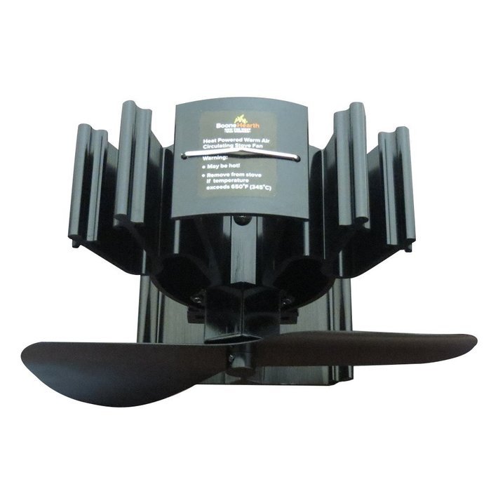 Heat Powered 2 Blade Stove Fan From Boone Hearth for Wood Stoves with FREE Wood Stove Thermometer Included N2