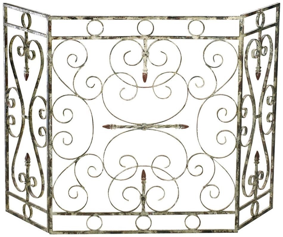 Crawford Antique White 29 1/4" Iron Fireplace Screen