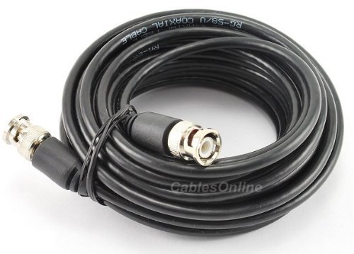 Cablesonline 25 Ft. RG58 Coaxial Cable w/ BNC Male Connectors, Black (R-1025)