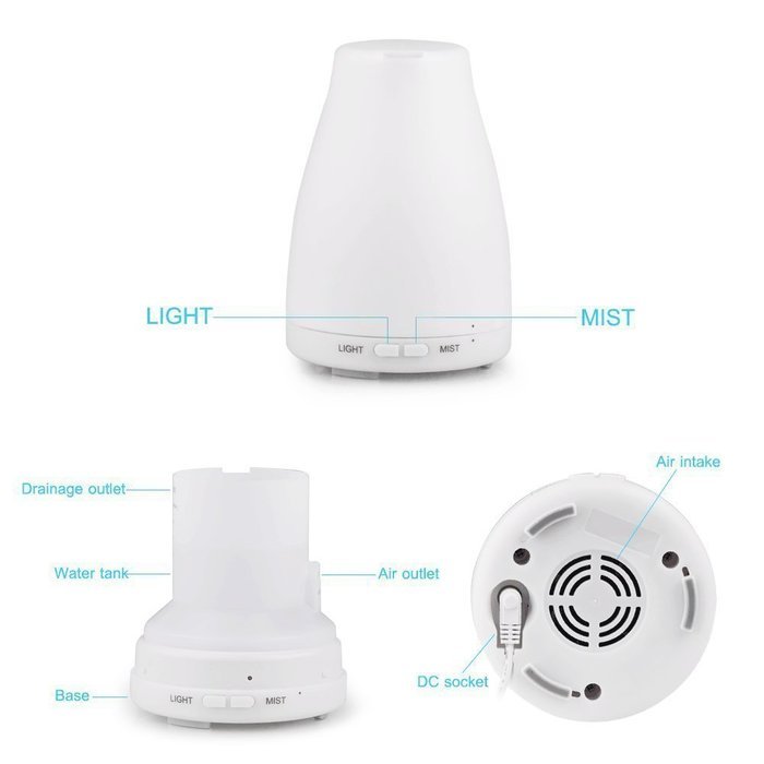 AccOED Aromatherapy Essential Oil Diffuser Ultrasonic Cool Mist Aroma Humidifier With Color LED Lights Changing... N5