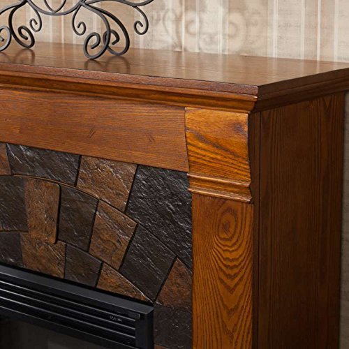 Celeste Salem Antique Oak Wood Electric Fireplace Mantle Media Stand N3
