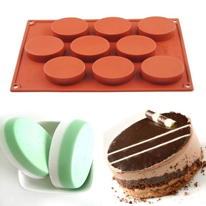 AYAMAYA 100% Food-Grade 9 Cavity Silicone Cake Mold Oval Baking Pan Biscuit Mold Soap Mold