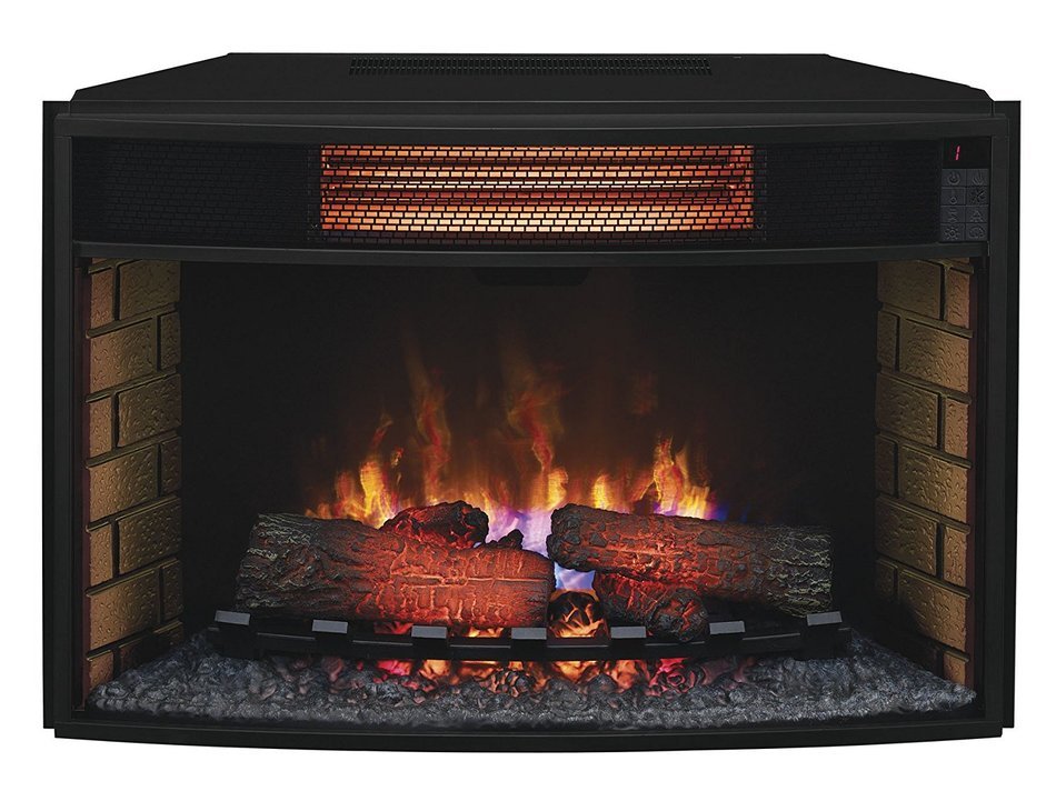 ClassicFlame 32II310GRA 32" Curved Infrared Quartz Fireplace Insert with Safer Plug N3