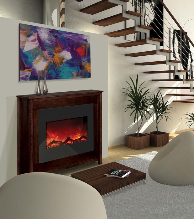 Amantii Zero Clearance Series Built-In Electric Fireplace with Espresso Stained Mantel, 30 Inch