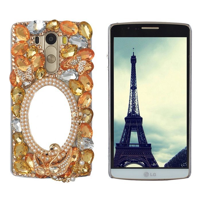 Spritech(TM) Bling Hard Clear Phone Case For LG spirit h440 C70/LG Escape 2/LG Logos,3D Handmade Yellow Silver... N18