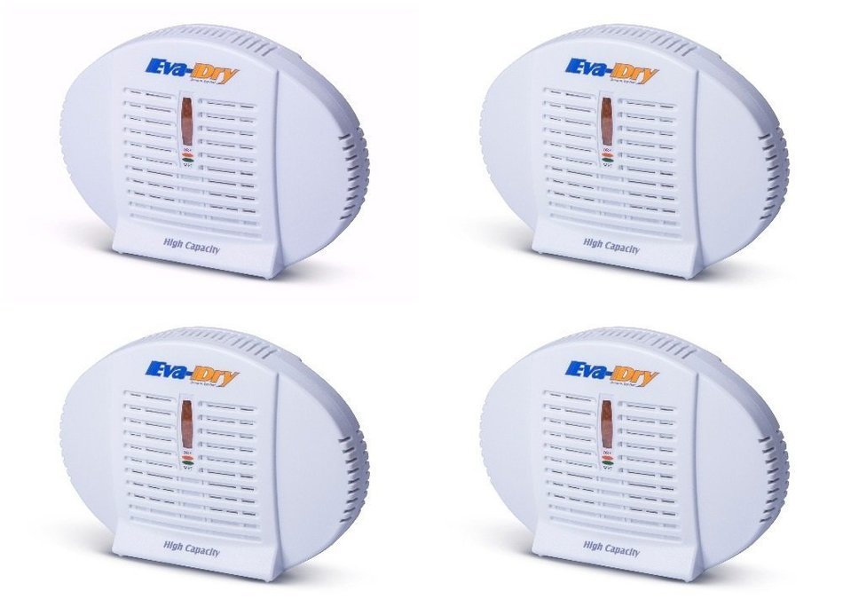 Eva-dry E-500 High Capacity Renewable Wireless Mini Dehumidifier - 4 Pack - Fight dampness in boats, safes, RVs...