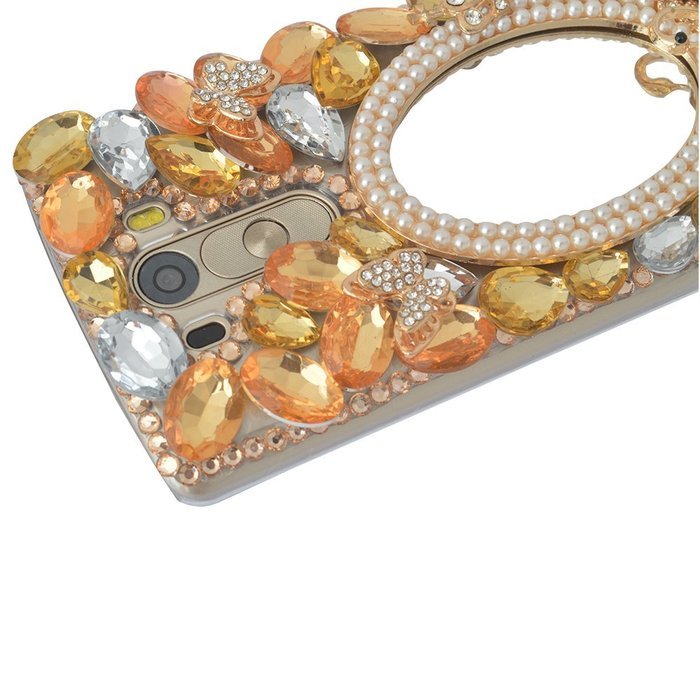 Spritech(TM) Bling Hard Clear Phone Case For LG spirit h440 C70/LG Escape 2/LG Logos,3D Handmade Yellow Silver... N22
