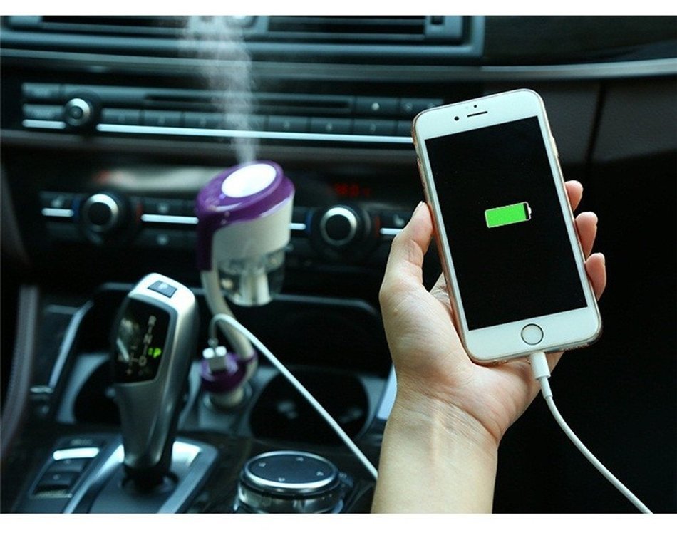 Happy-top Portable Mini 50ml Travel Ultrasonic Cool Mist Aroma Car Air Humidifier with Dual USB Charger Port,... N14