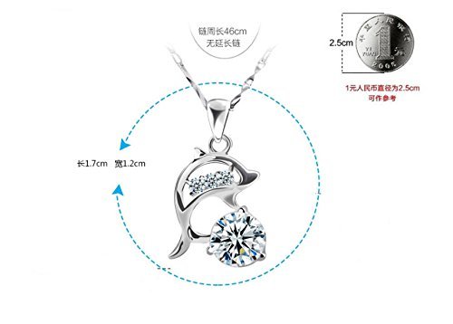 New Fashion Jewelry Womens 925 Sterling Silver Dolphins Crystal Necklace Pendant N3