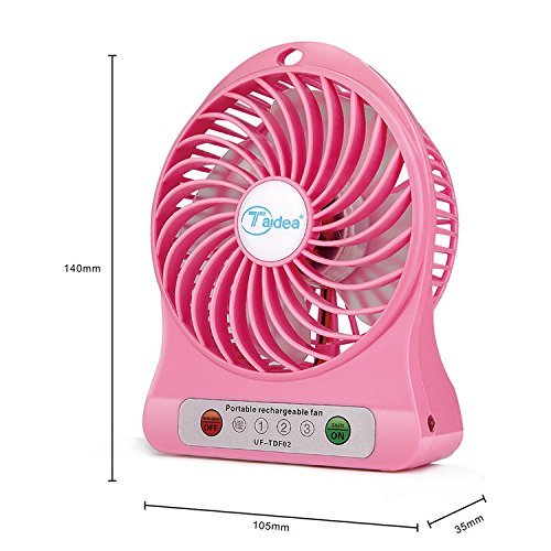 YL-VV@ Taidea UF-TDF02 Mini Portable Mute USB 18650 Rechargeable Battery Fan PC USB Cooler Table Fan with LED... N9