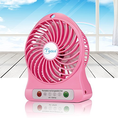 YL-VV@ Taidea UF-TDF02 Mini Portable Mute USB 18650 Rechargeable Battery Fan PC USB Cooler Table Fan with LED... N12