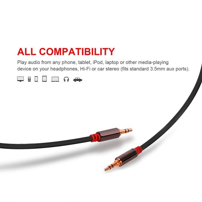 AUSDOM 3.5mm Premium Auxiliary Audio Cable Male to Male for All 3.5mm-Enables Devices,iPhones,iPads,iPods,Car... N7