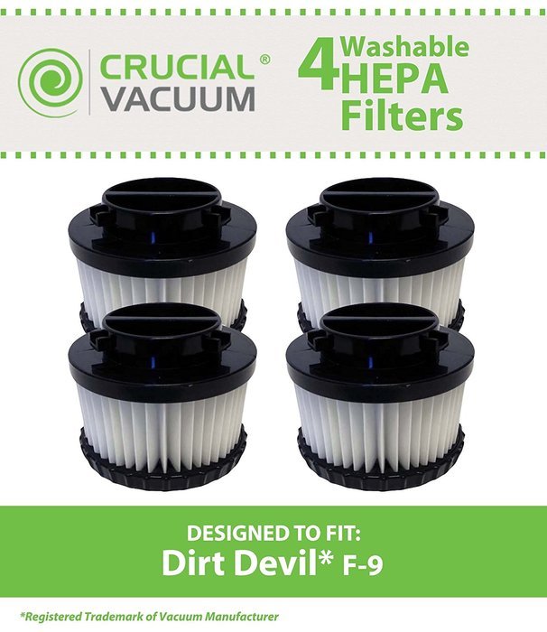 4 Dirt Devil F9 WASHABLE, REUSABLE Vacuum HEPA Filter; Compare With Dirt Devil Part #3DJ0360000, 2DJ0360000