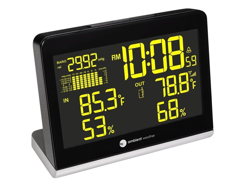 Ambient Weather WS-8600 Weather Station Clock with 256 Color Changing Wireless Temperature Humidity, and Barometer... N9