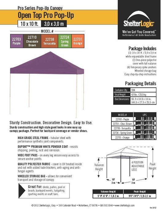 10x10 Straight Leg Pop-up Canopy, American Pride Cover, Black Roller Bag N12