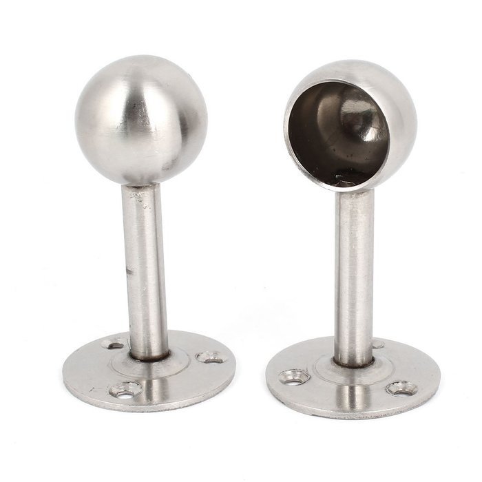 uxcell Wardrobe Wall Mounted Metal Clothes Pipe Lever Support Bracket 2pcs