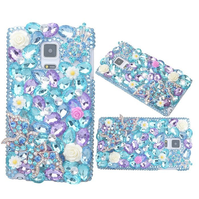 Spritech(TM) Bling Phone Case For Samsung Galaxy Note Edge,3D Handmade Silver Crystal White Flower Butterfly Accessary... N14