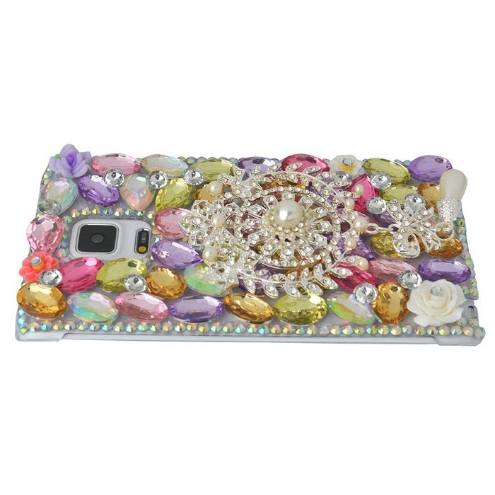 Spritech(TM) Bling Phone Case For Samsung Galaxy Note Edge,3D Handmade Silver Crystal White Flower Butterfly Accessary... N16